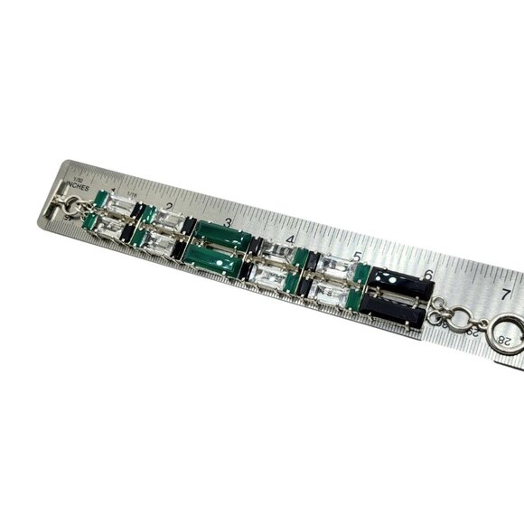 Nicky Butler Deco Toggle Bracelet Green Chalcedony .925 Sterling Silver New - Picture 13 of 14